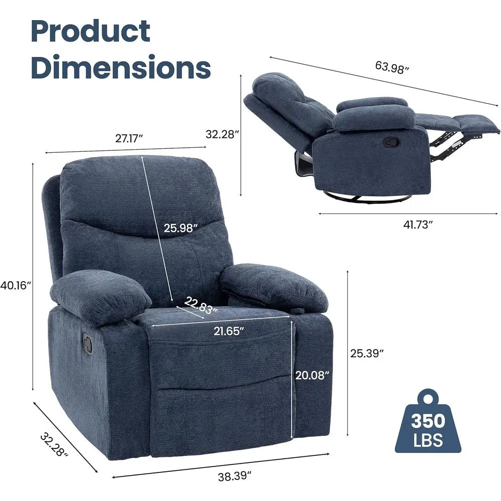 Rocking Chair Nurry with Adjustale Armrests, 360° Swivel Rocker Recliner or Moms, Manual Gilder Rocker Nursing Chair with Wide o