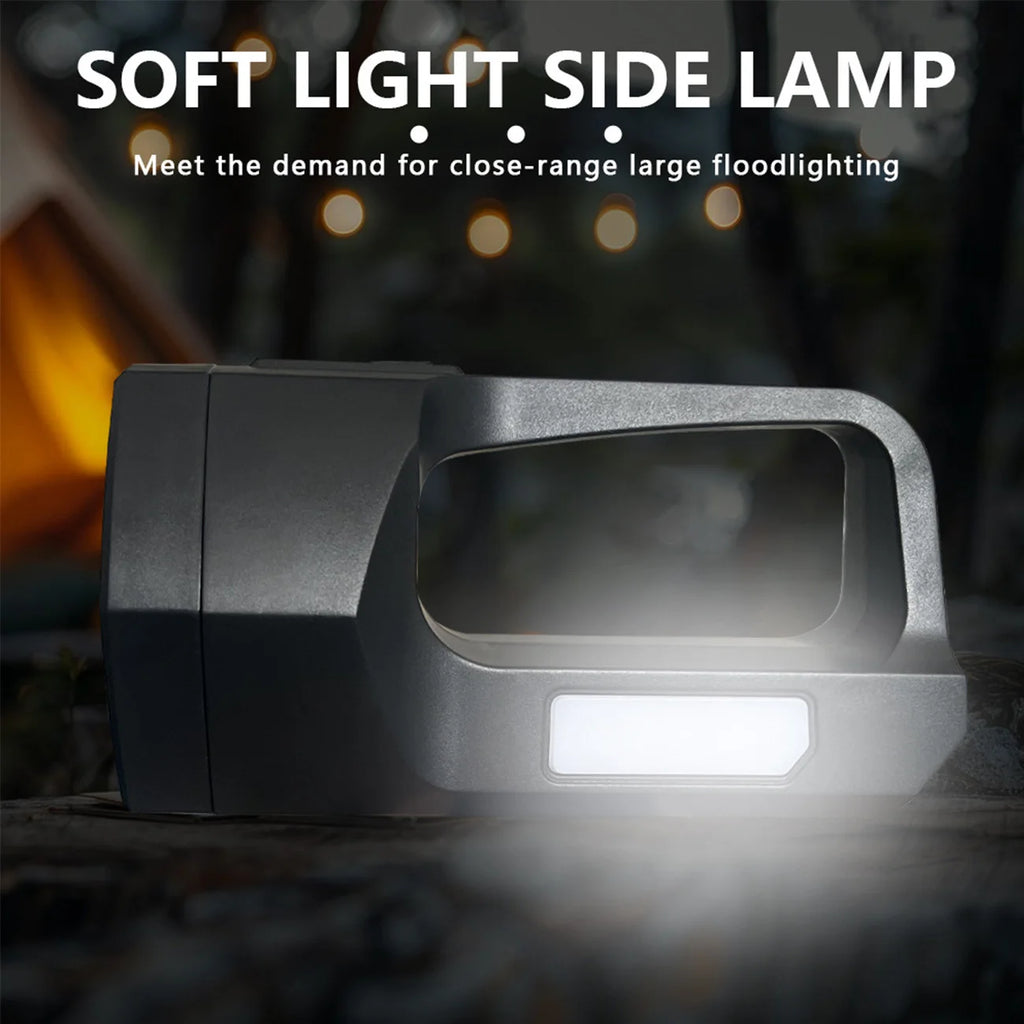 Buy One Get One Free, Total Of 2pcs. Multifunctional Solar LED Flashlight with COB Side Light, USB Rechargeable Handheld Searchlight with Power Display, Portable Emergency LanternFor Camping, Hiking, Father'S Day Gift
