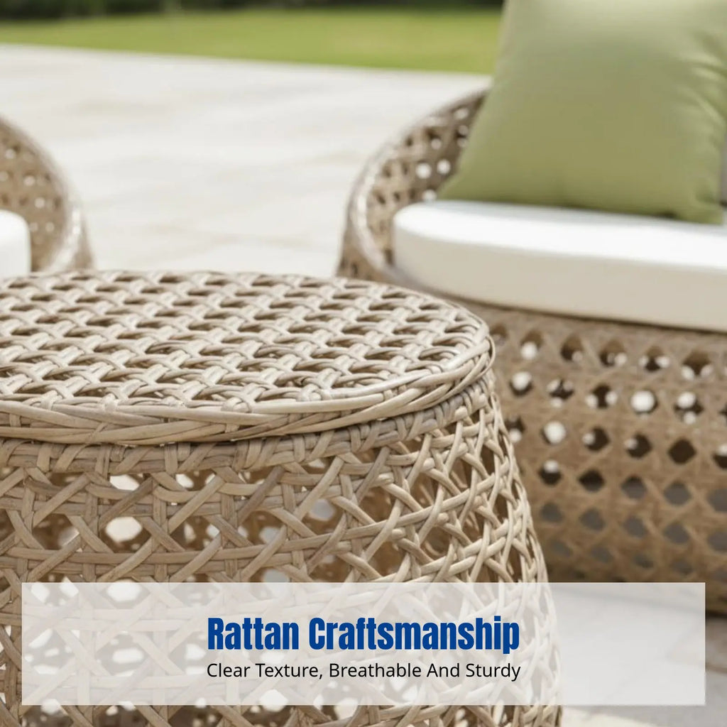 Rattan Chair Sofa Set, Outdoor Patio, Metal Frame, Thick Cushions, Relaxing Design