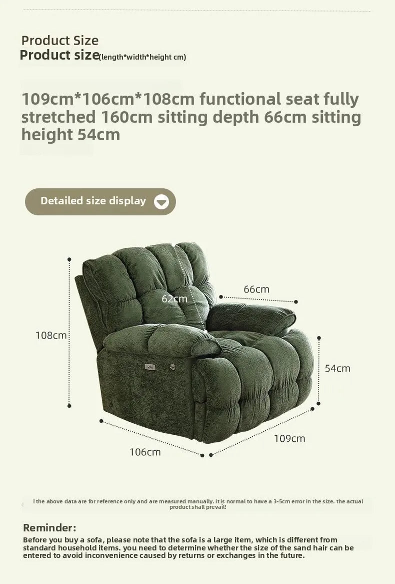 Electric Recliner Chair First-Class Cloud Single Sofa Living Room Multifunctional Lazy Lounge Swivel Recliner Sitting Sleeping
