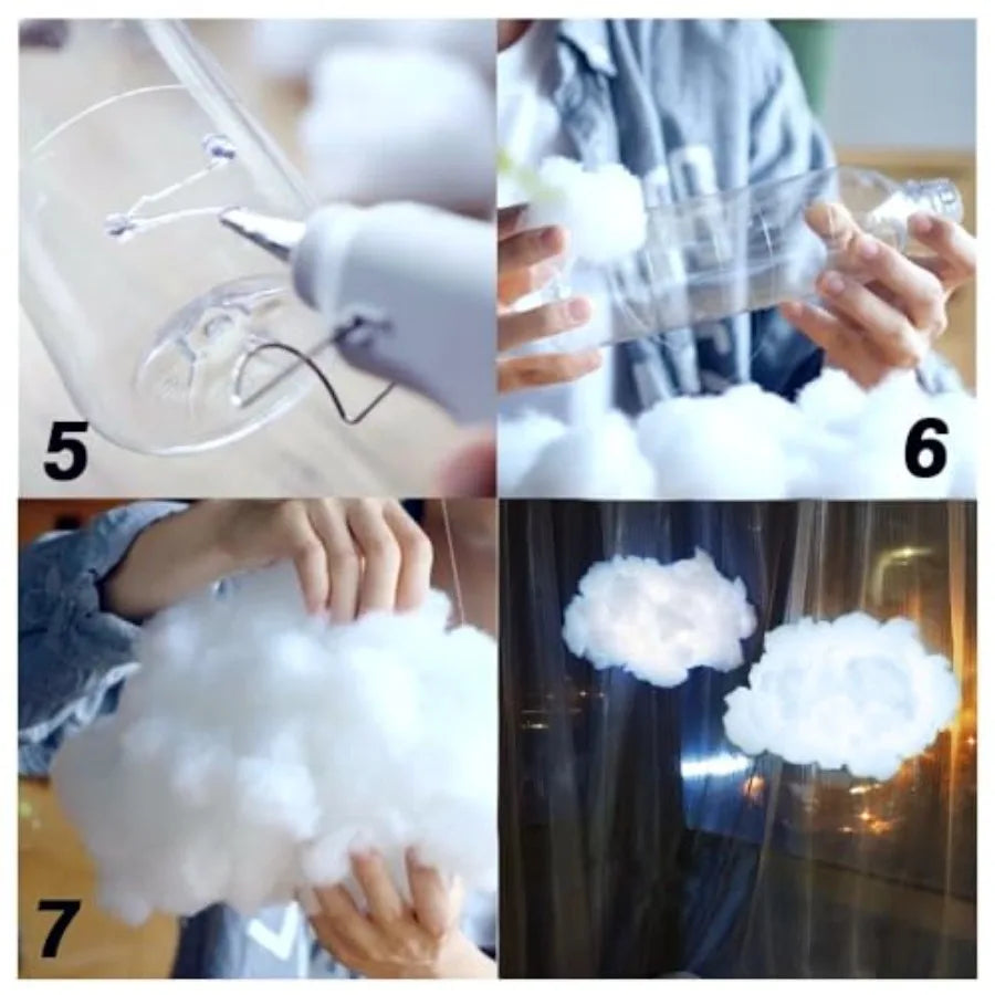 Handmade Cloud Light DIY Kit, Easy for Adults and,Adjustable Brightness, 9 Modes, White Color, Cute Night Light in House and Co