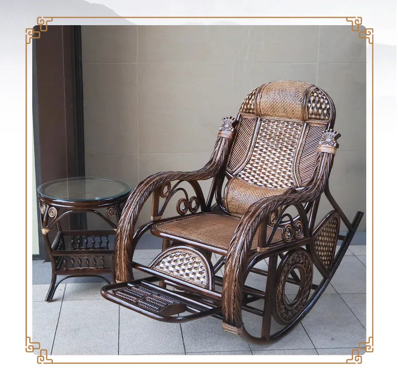 TAO Natural rattan rocking chair recliner adult balcony home leisure elderly nap chair