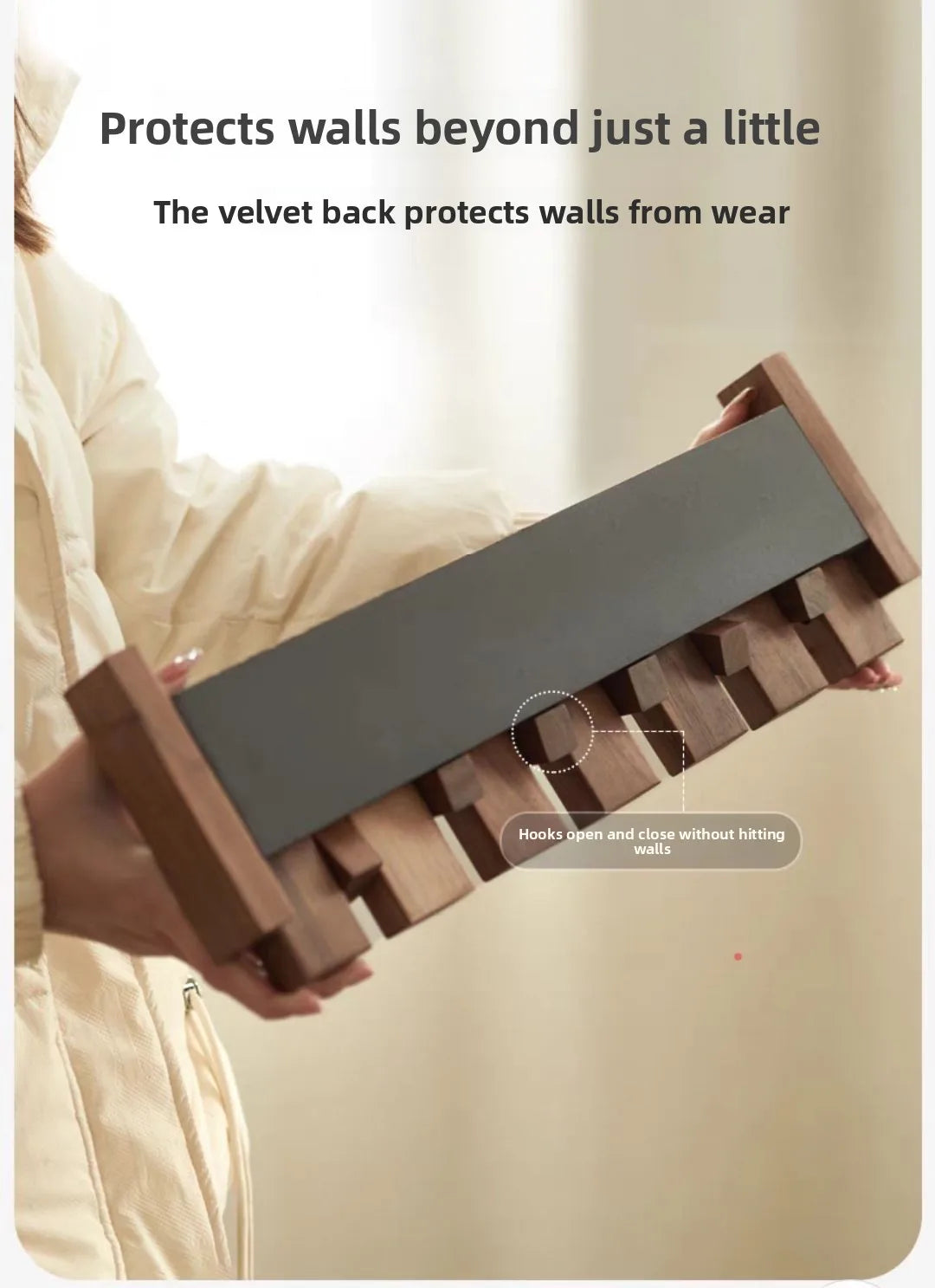 Modern mat Real Wood Pine Key Ra Entrance lway Walnut Door Ba Coat Hook Russian Origin Non-Piercing Installation