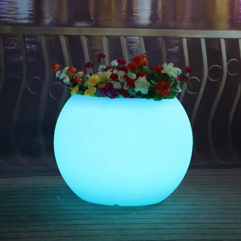 Glowing Light Outdoor Led Illuminated White Waterproof Flower Plant Pots Home Furniture Pot Changing Garden Led Flower