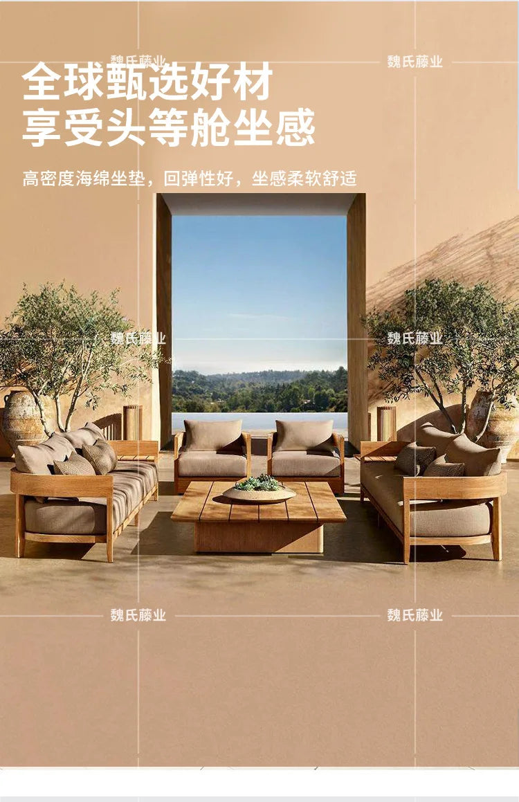 Outdoor teak sofa balcony courtyard garden outdoor hotel furniture combination balcony leisure hotel bed and breakfast sofa