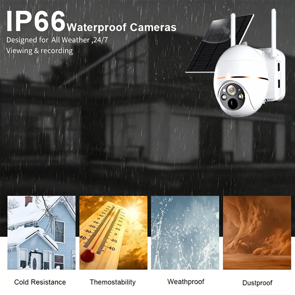 EseeCloud 5MP 4G PTZ Solar Battery Camera With Solar Panels Color Night Vision IR Motion Detection Outdoor Waterproof IP Cam