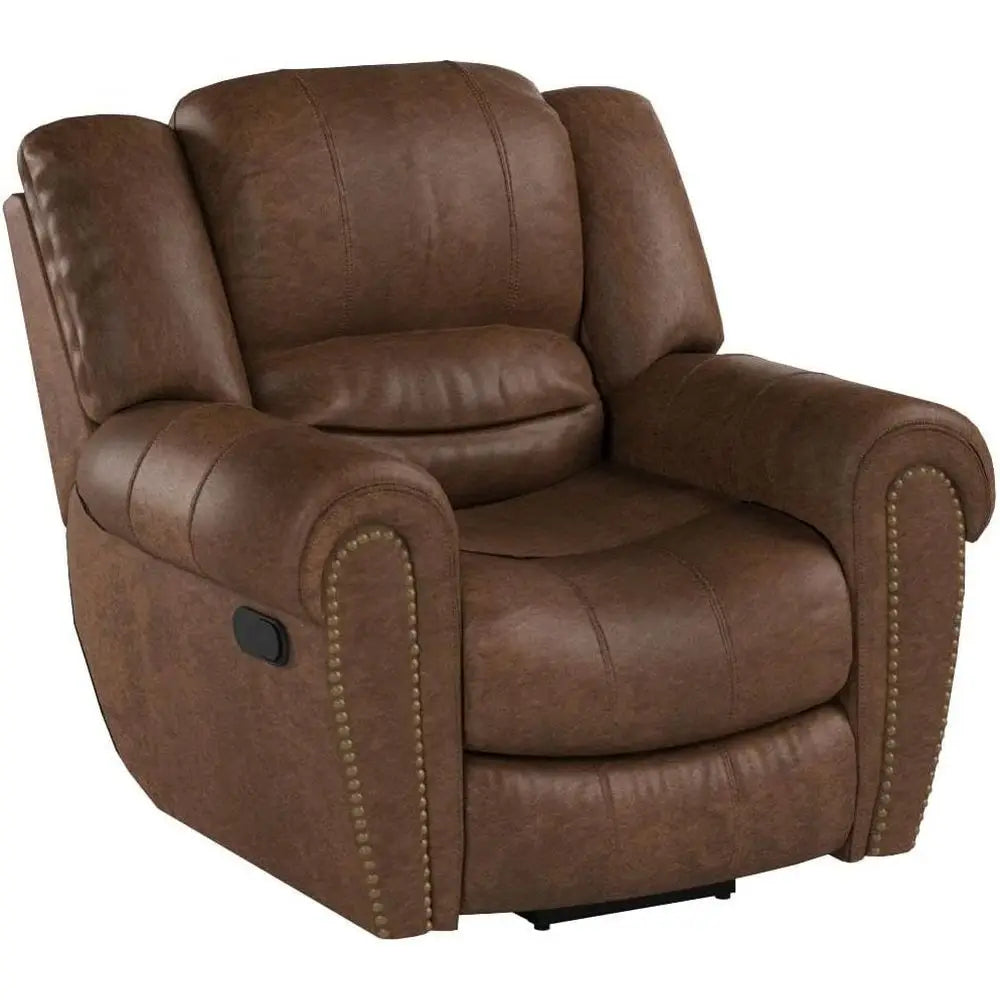 Leather Recliner Chair, Classic and Traditional Manual Recliner Chair with Comortable Arms and Back Single Soa or Living Room, N