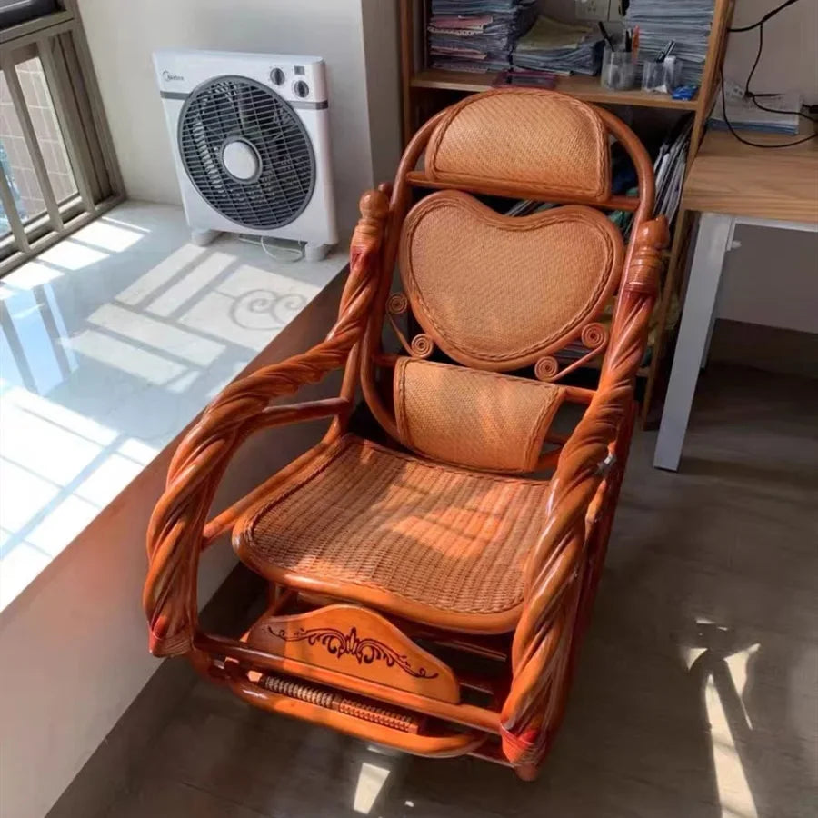 Balcony natural real rattan plant woven indoor leisure leisurely old-fashioned chaise lounge