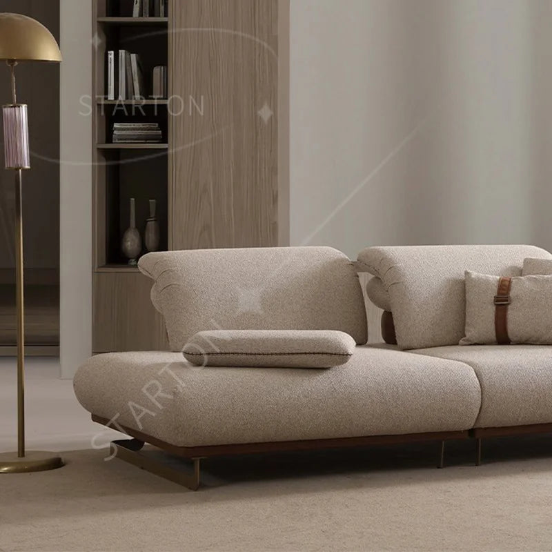 Modern Square Sectional Sofa Set Fabric Leather Upholstery Modular Living Room Furniture