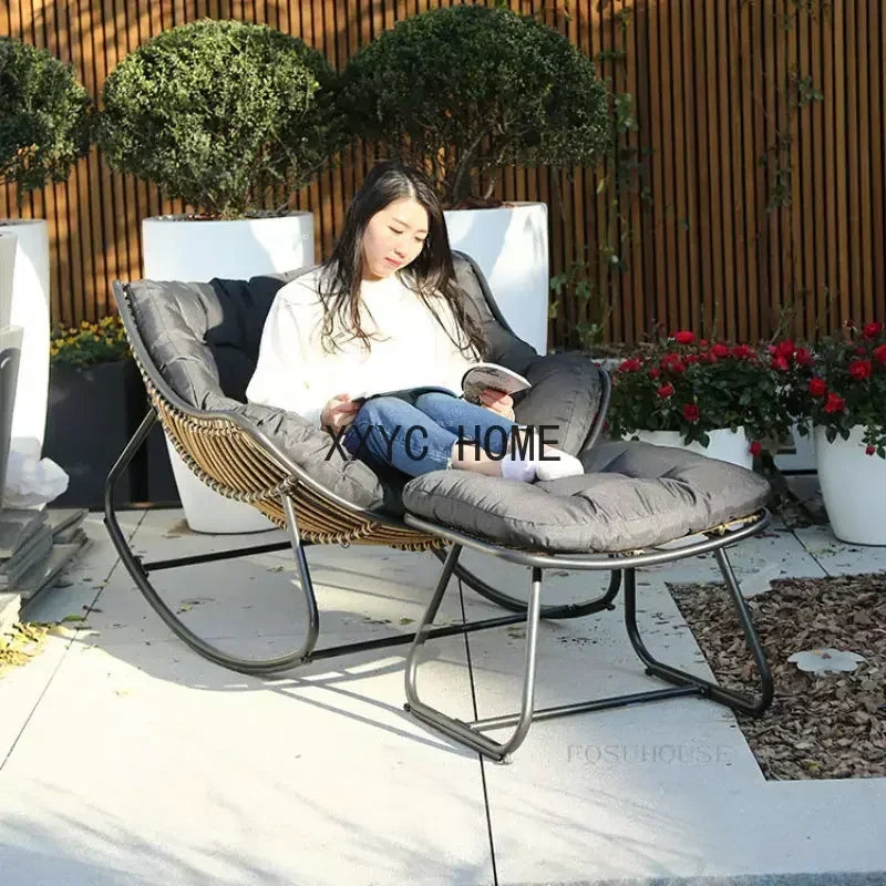 Nordic Lazy Living Room Chairs Home Balcony Rocking Chairs Reclining Sofas Rattan Sofa Leisure Rocking Chair Home Furniture
