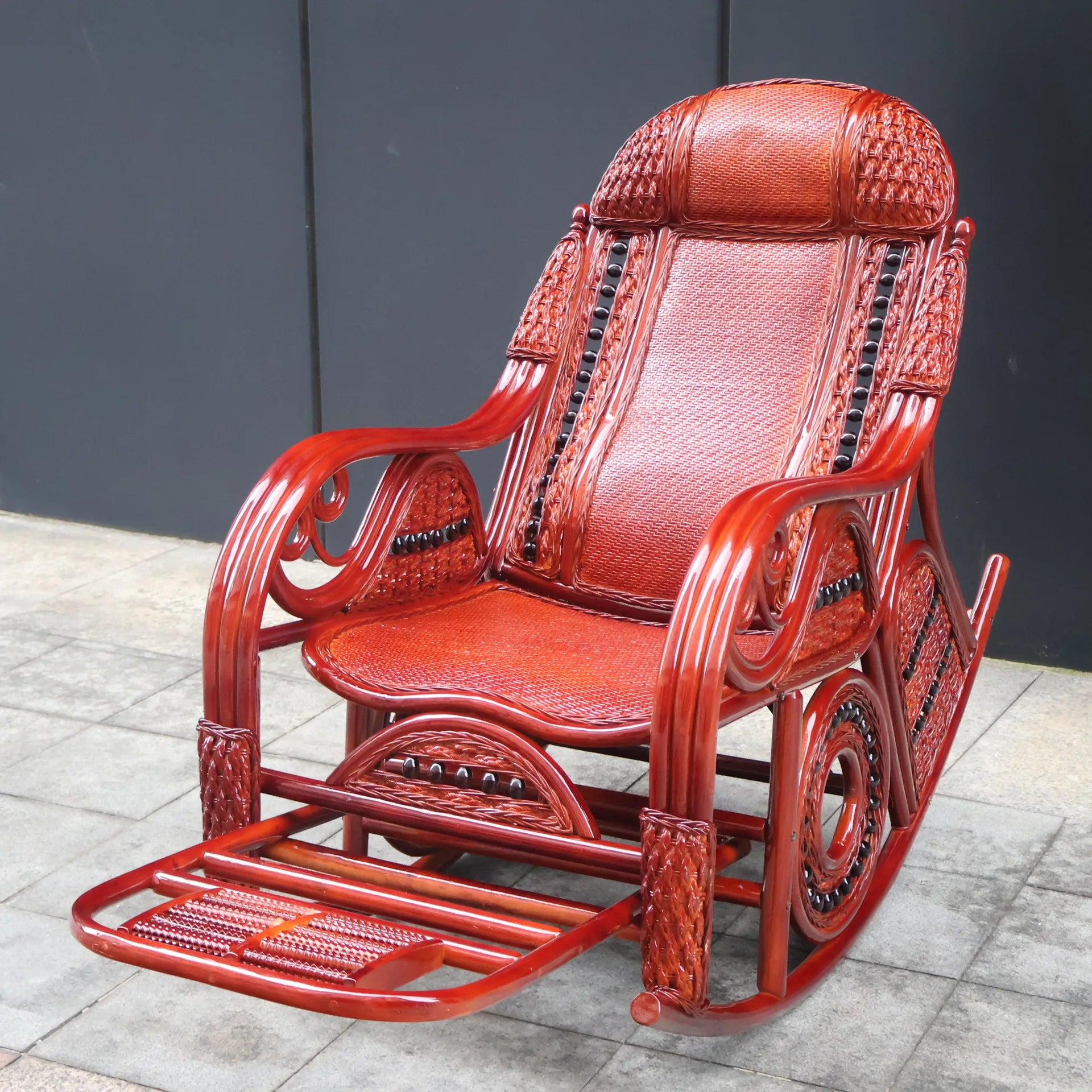 Leisure Lazy Rocking Chair Pastoral Rattan Natural Rattan Homestay Rocking Chair