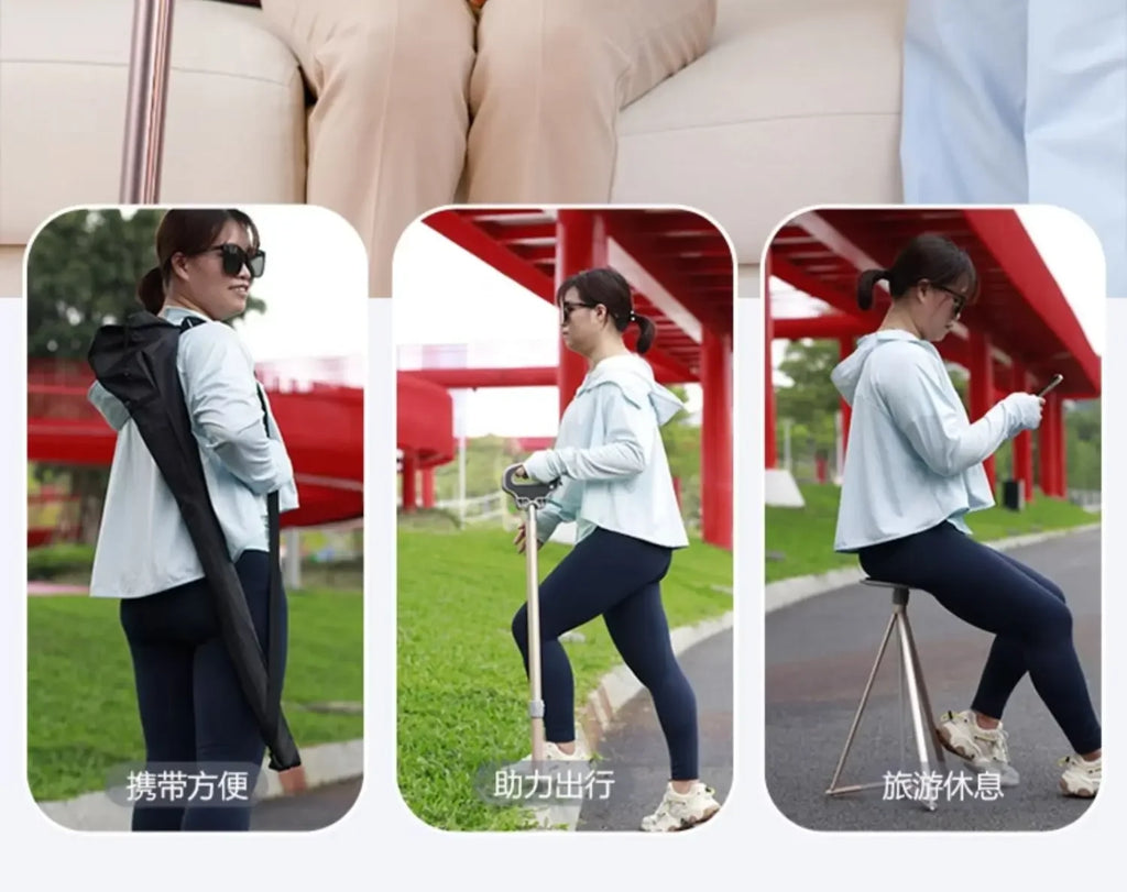 Elderly crutches Multifunctional cane chair Non-slip portable stool Light walker