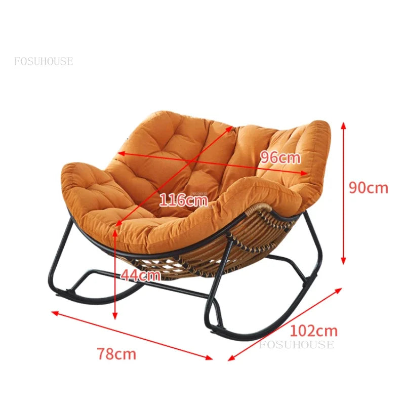 Nordic Lazy Living Room Chairs Home Balcony Rocking Chairs Reclining Sofas Rattan Sofa Leisure Rocking Chair Home Furniture