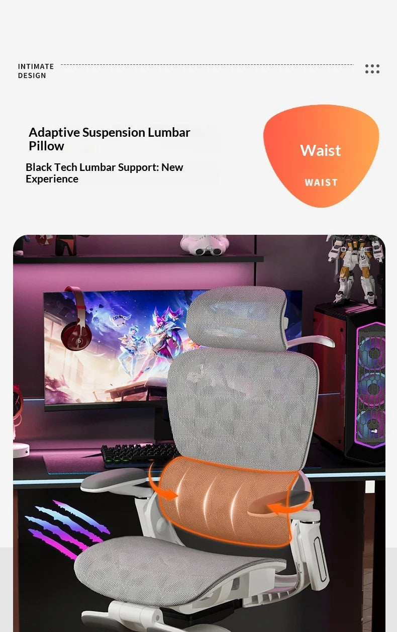 Ergonomic Office Chair Gaming Computer Chair Recliner Adjustable Height Lumbar Support Headrest Mesh Swivel Wheels Office Chairs