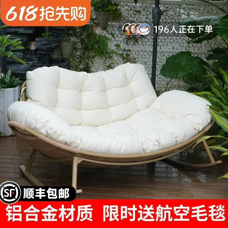 Lazy Rocking Chair Double Lounge Chair Single Sofa Chair Rattan Balcony Home Leisure and Comfortable Lunch Break Can Sleep