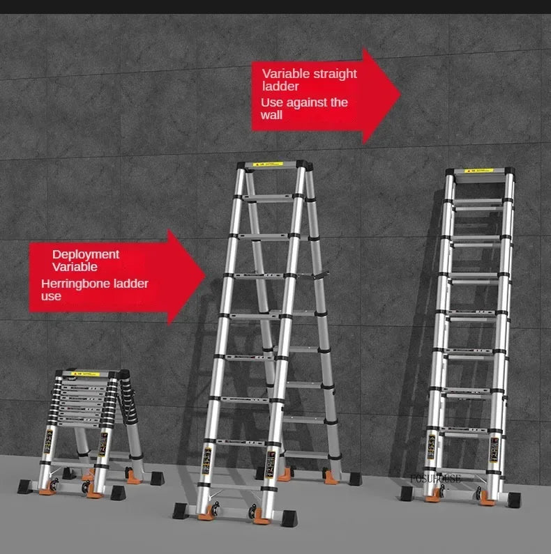 Folding Ladder for Construction Site Metal Telescopic Modern Thickened Ladders Creative Multifunctional Step Ladders for Home G
