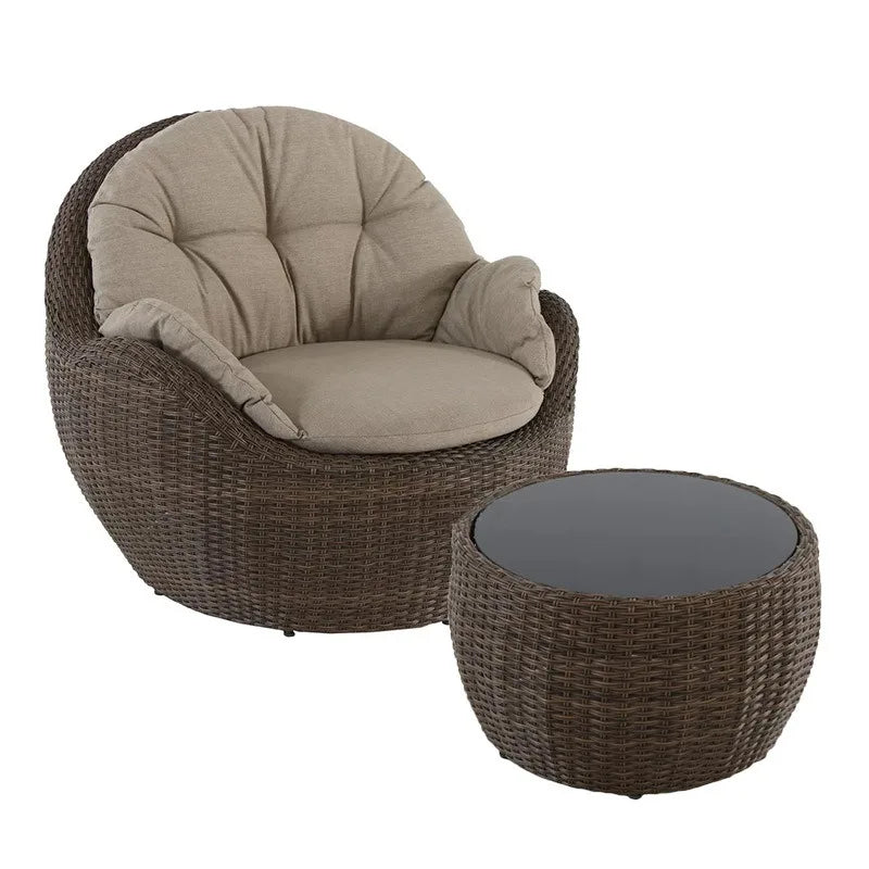 Outdoor sofa combination, courtyard hotel terrace villa homestay leisure rattan chair, outdoor waterproof and sunscreen rattan