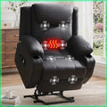 Power Lift Recliner Chair with Massage & Heat for Elderly, 26" Wide Electric Recliner with Cup Holders, Black