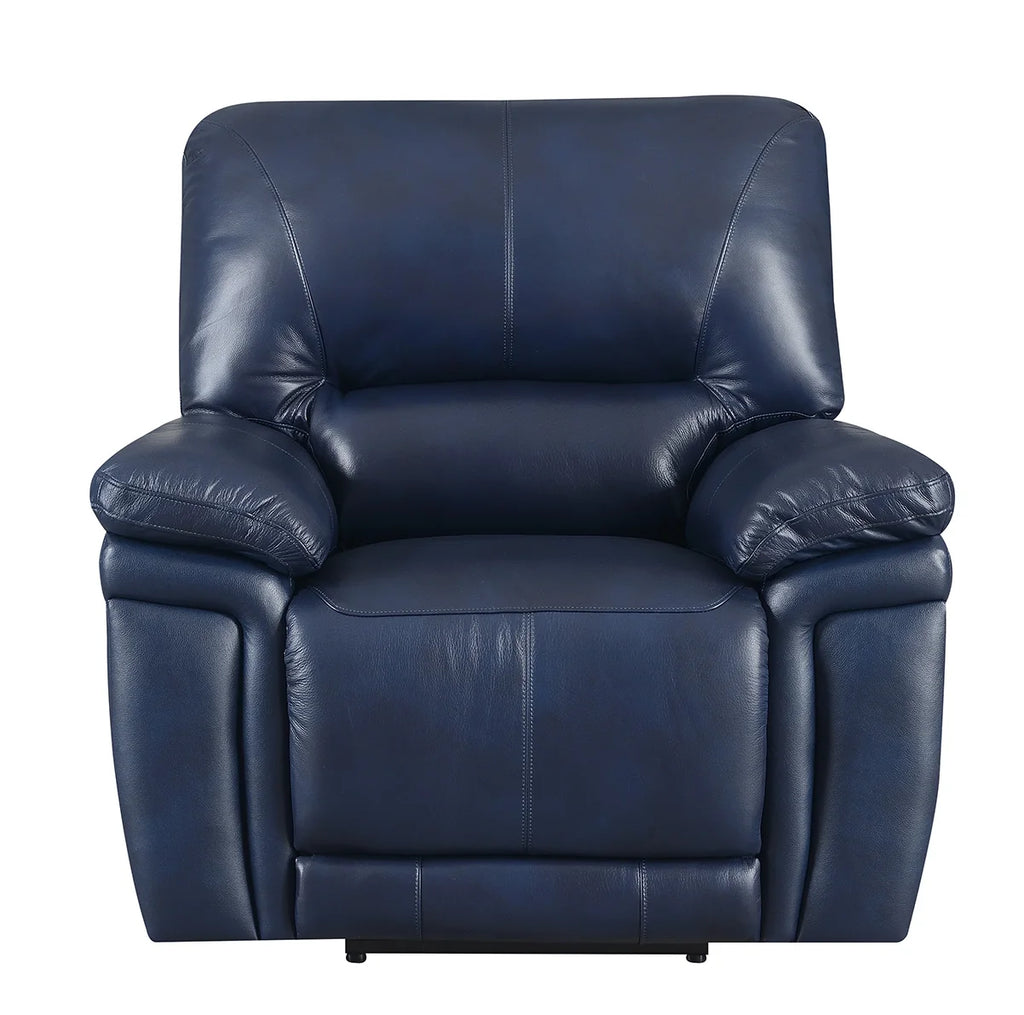 #Luxury Comfort Blue Grey Genuine Leather Extendable Power Reclining Living Room Sofa Set Furniture Modern Workshop