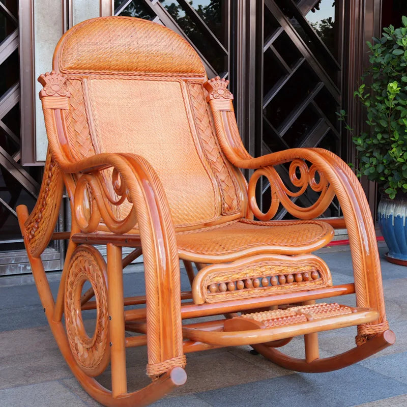 Natural rattan rocking chair sofa recliner lazy adult elderly chair living room