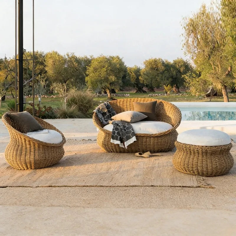 Rattan sofa, outdoor leisure courtyard balcony garden courtyard terrace scenic villa simple furniture combination