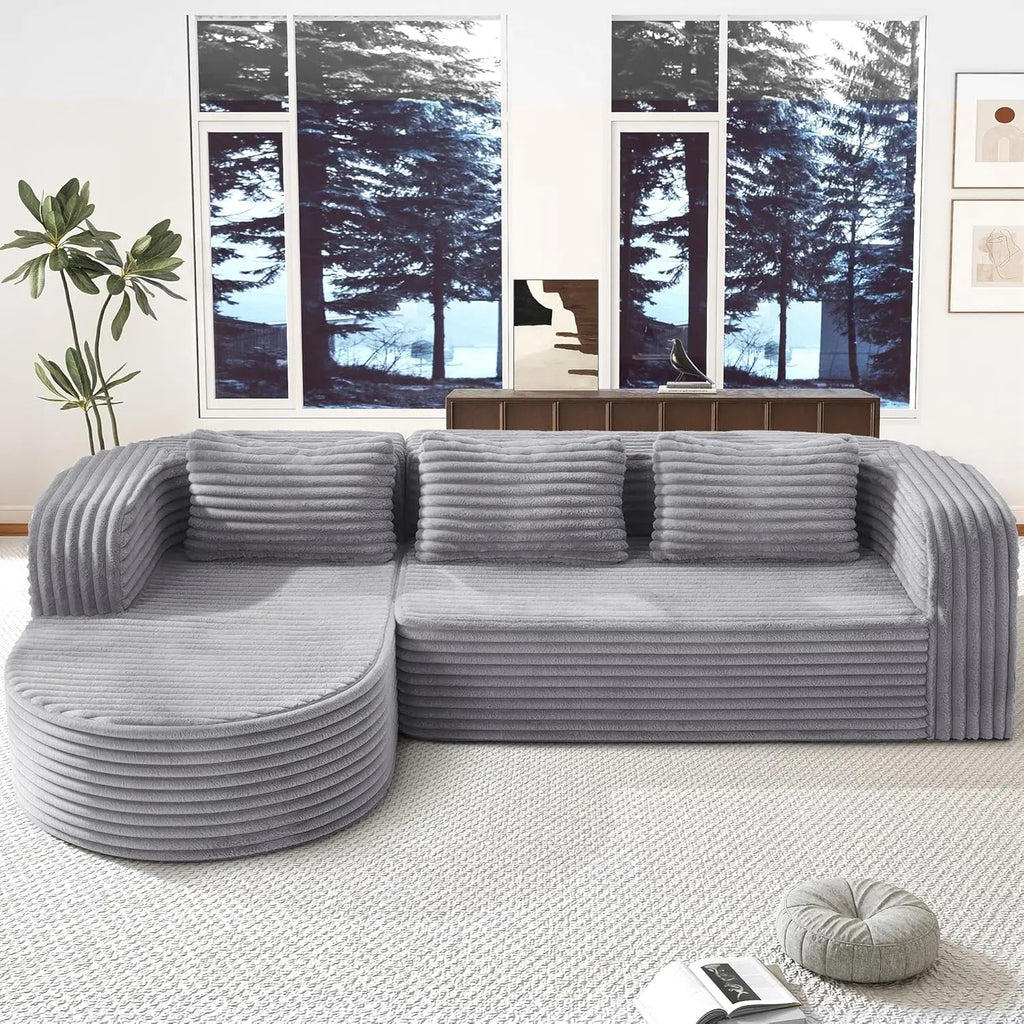 #96" Modular Sectional Sofa Oversized Chaise L Shape 3 Seat Living Room Apartment No Assembly, Customized