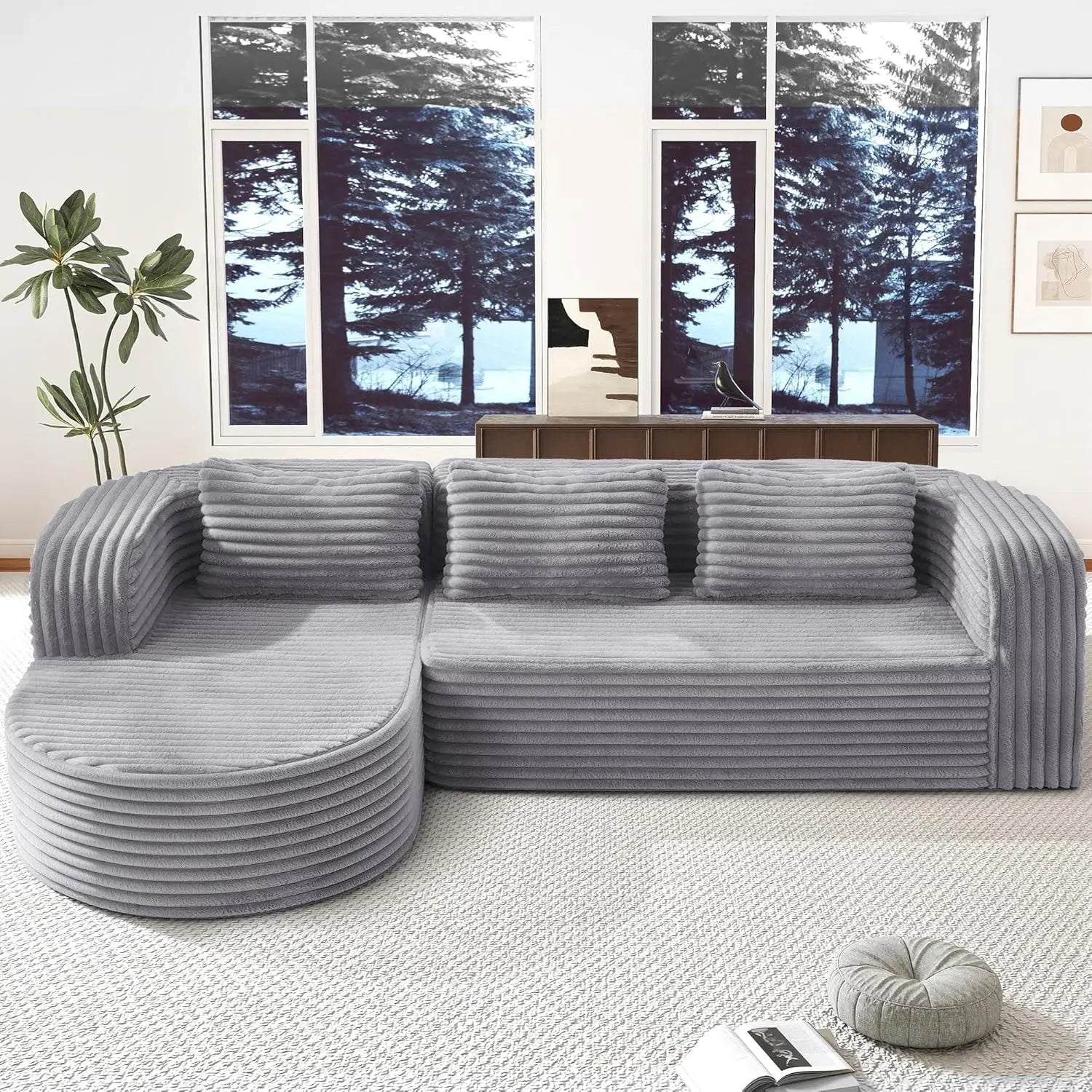 #96" Modular Sectional Sofa Oversized Chaise L Shape 3 Seat Living Room Apartment No Assembly, Customized