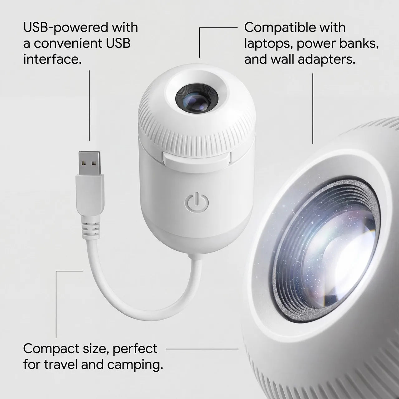 30 Projection Slides 2-in-1 Mini USB Galaxy Star Projector Night Light – Starry Sky Ambient Lamp for Bedroom Sleep & Decoration