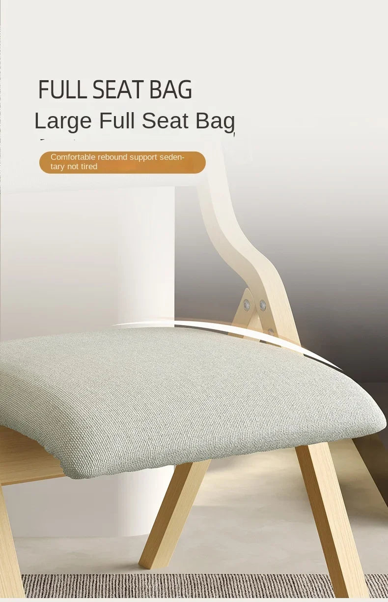 Home Solid Wood Folding Chair, Detachable Washable Wooden Seat, Multi-Purpose Desk & Casual Chair, Lightweight Portable