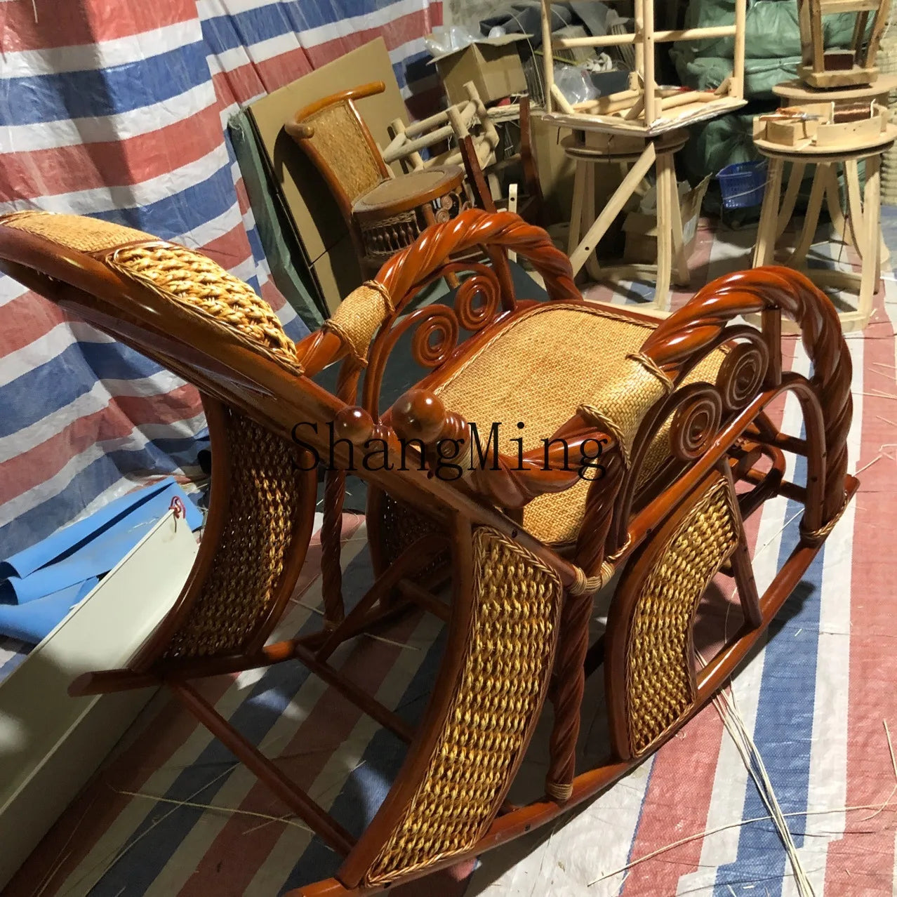 FG good-looking  woven natural rattan rocking chair rattan art furniture rattan products