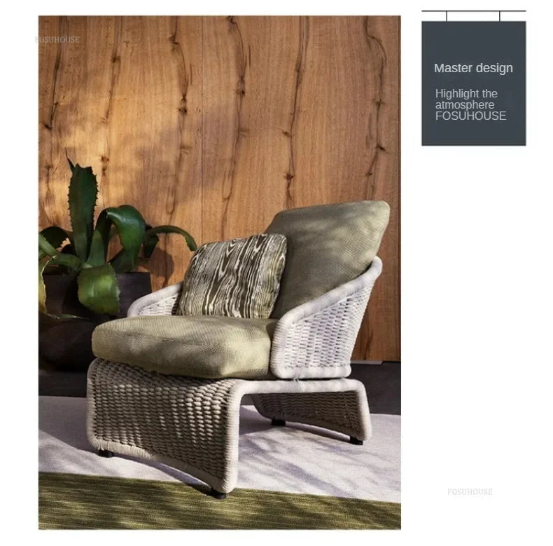 Nordic Rattan Garden Sofas for Model Light Luxury Household Outdoor Furniture for Garden House Backrest Soft Bag Leisure Sofa