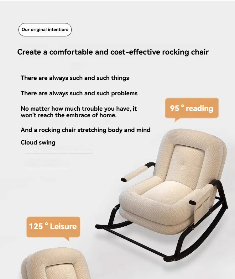 ASwinging Chair, Lounge Chair, Adults Can Sleep, Creamy Style Dog House Rocking Chair, Single Lazy Person, Home Small Sofa