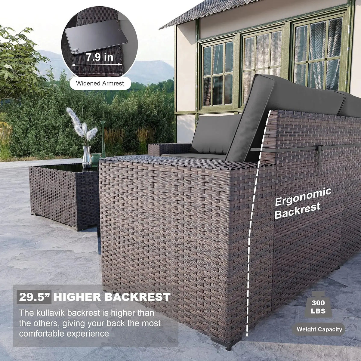 12 Piece Outdoor Wicker Sectional Sofa Set, Patio Garden Furniture, PE Rattan, Customized