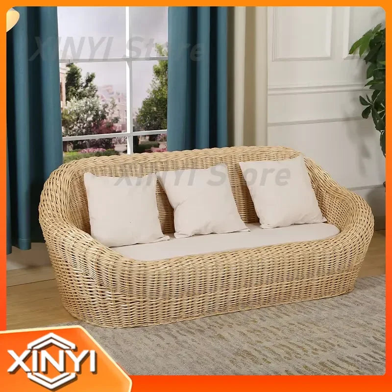 Rattan Wicker Sofa Chair for Indoor Outdoor Use Tatami Balcony Bedroom Living Room Decor Casual Single Double Triple Seating