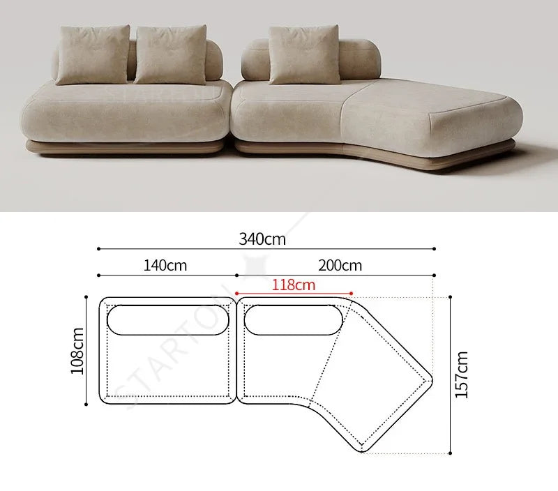 Modern Luxury Bouclé Modular Couch Living Room Furniture Curved Sofa Set With Soft Cushions & Functional Side Table