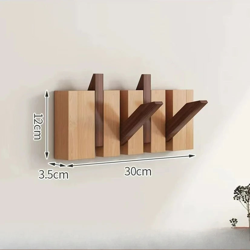 Light Luxury Living Room Wall Clothes Rack Wall-mounted Clothes Hanger Solid Wood Shelves Storage Home Organization and Storage
