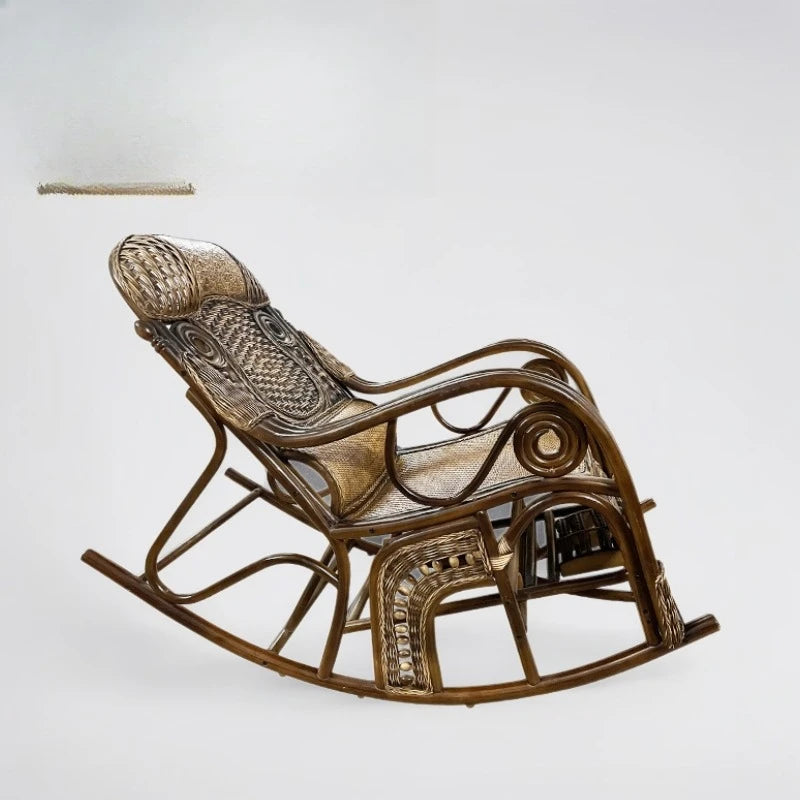 FG good-looking household rattan rocking chair balcony nap recliner new Chinese back chair