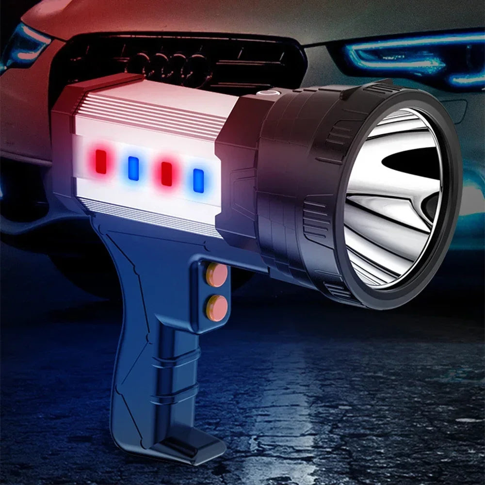 High Power Rechargeable Searchlight Powerful LED Work Light Spotlight Outdoor Flashlight Camping Lantern Torch Power Bank