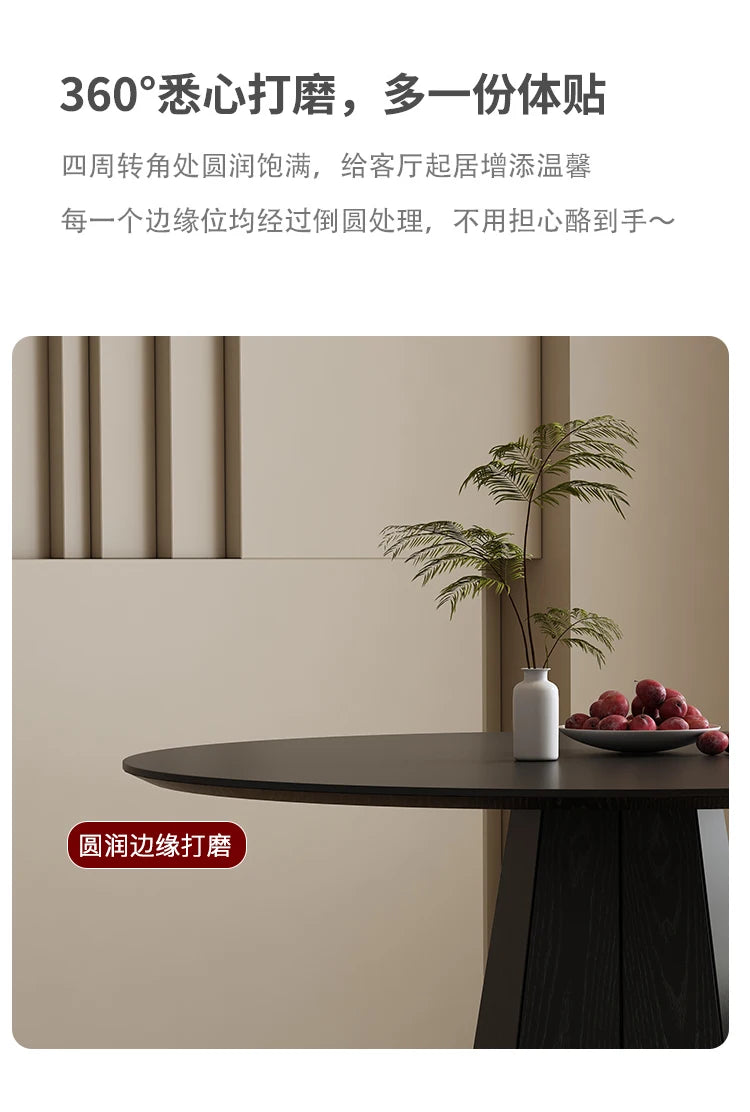N44 Slate round table home small apartment modern simple dining room dining table solid wood designer high-end feeling