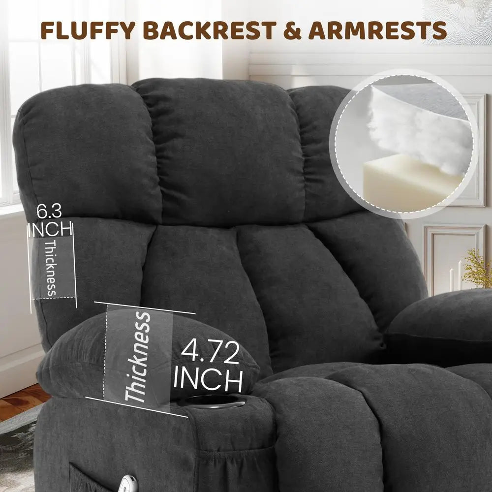 Massage Rocker Recliner Chair, 360Swivel Rocking Recliner Sofa with Vibration Massage amp Heat, Reclining Nursery Chair for Liv