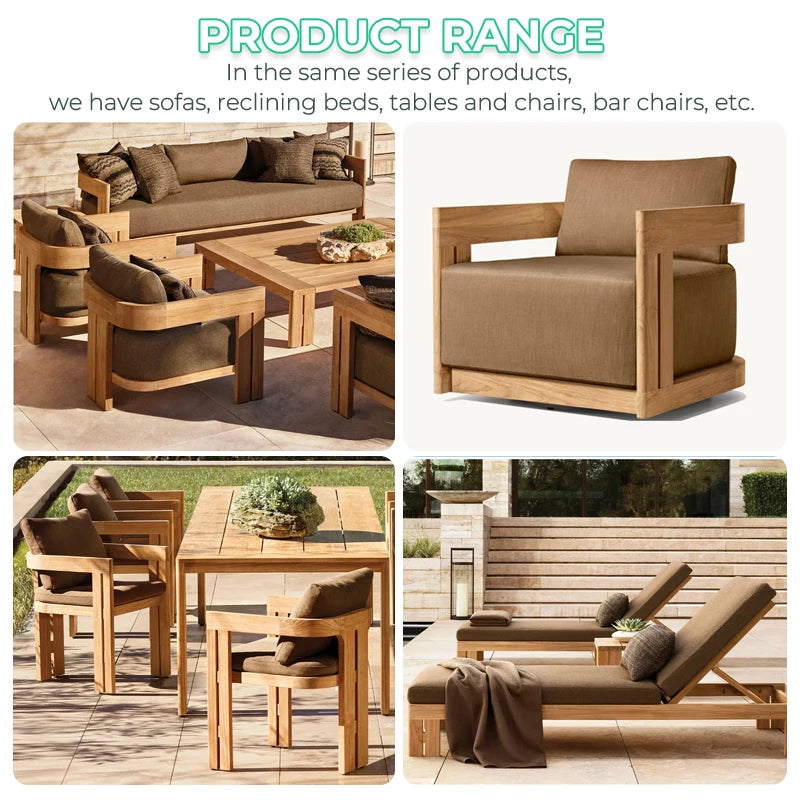 #Outdoor Furniture Set Luxury Teak Garden Sofa Villa Patio Furniture Set Modern Resort Luxury Couche Hotel Patio Outdoor Sofa Se