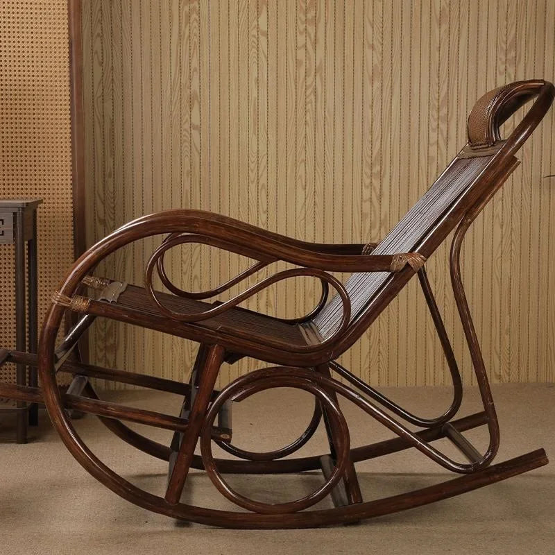 DSA real rattan chair rocking chair recliner balcony home leisure rocking chair elderly living room courtyard rattan lazy
