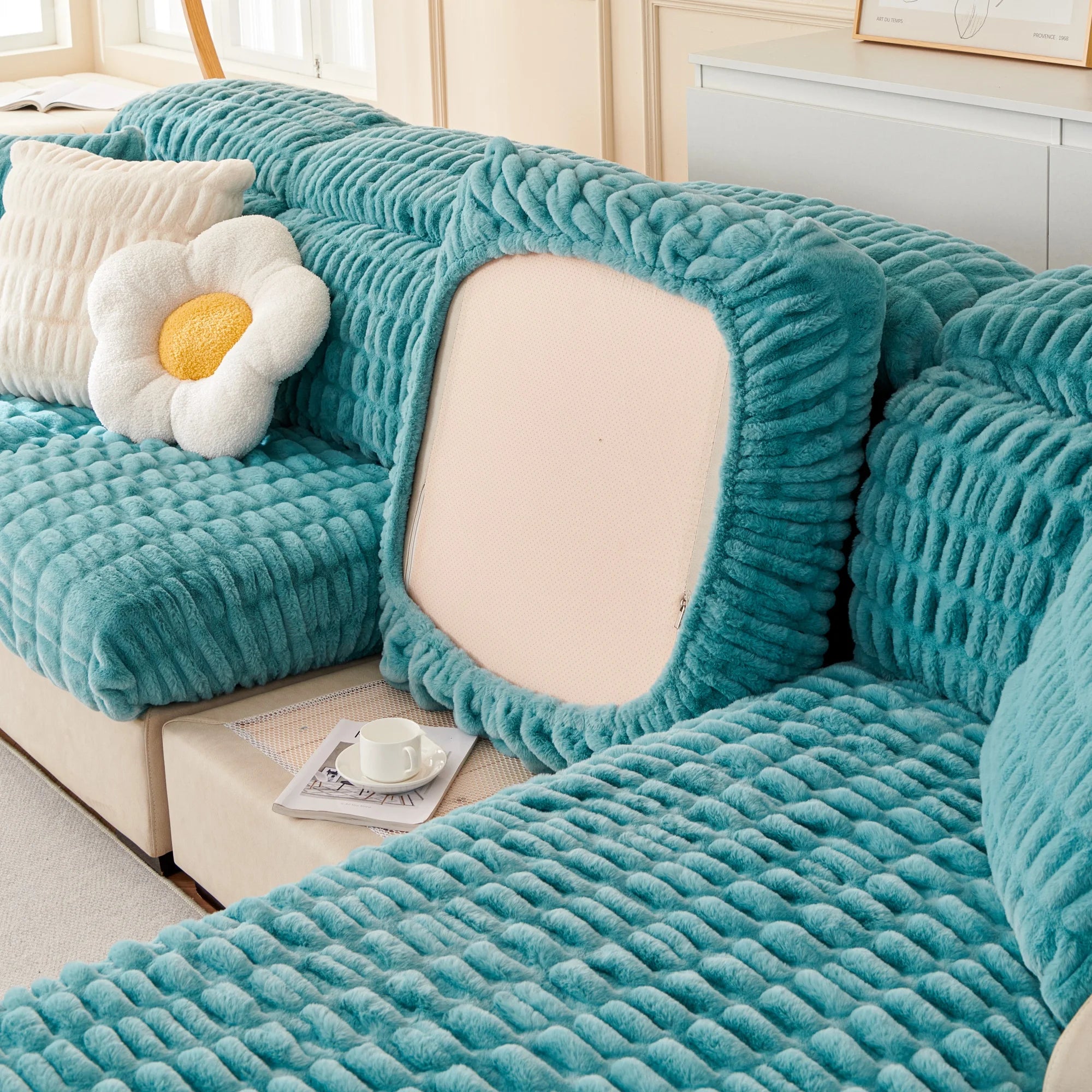 Couch Cushion Covers Individual Large Stretch Imitation Fur Sofa Cushion Covers, Couch Seat Covers Couch Slipcovers