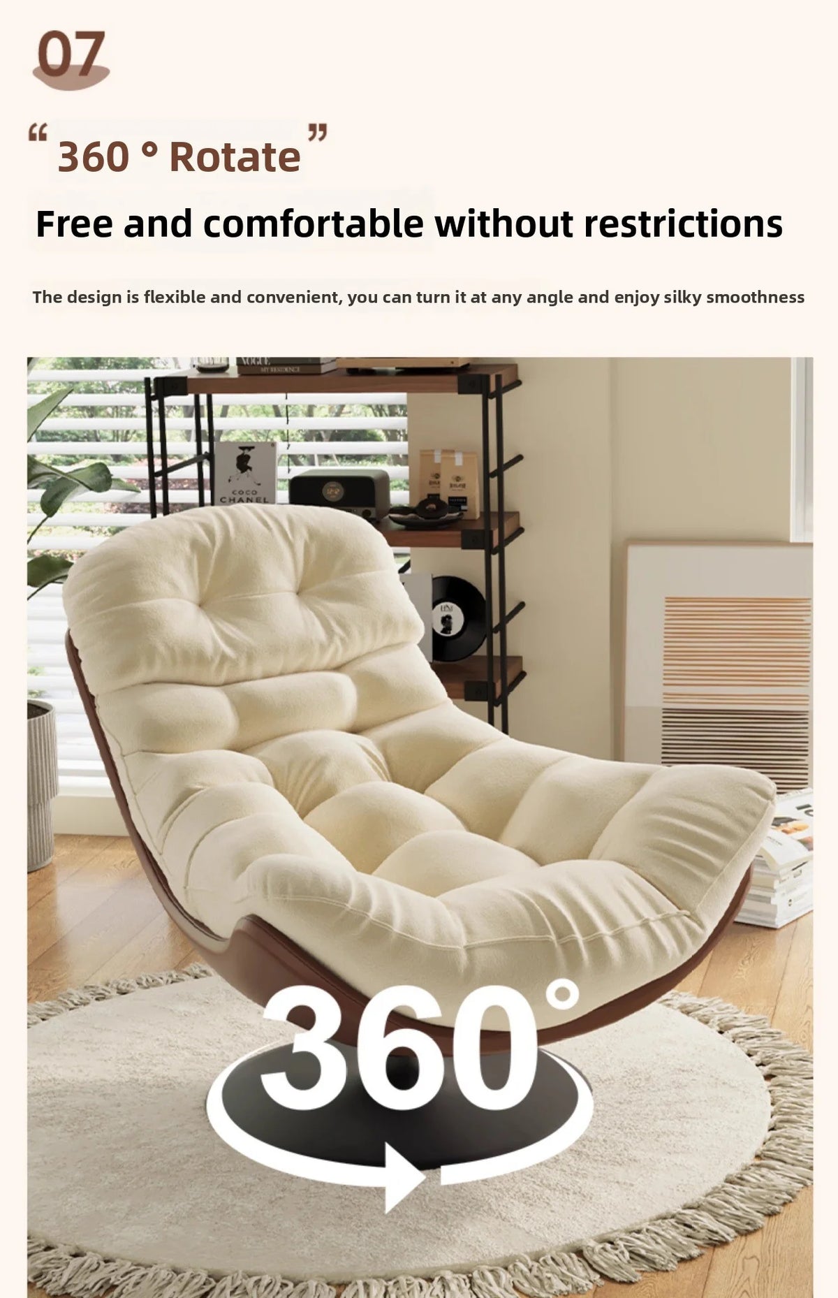 Penguin sofa chair, single lazy rotating sofa, rotating leisure chair, nest lounge chair, fully wrapped sofa, suede fabric