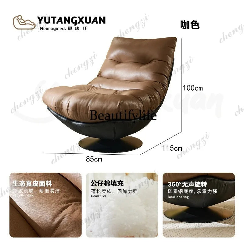Italian minimalist sofa chair single leather art rotating leisure chair living room high-end single chair