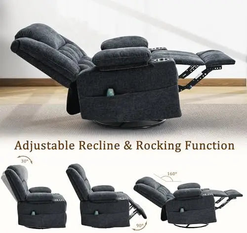 Recliner Chair,Rocking Chair with Massage and Heat,360° Swivel Recliner Chairs for Adults,for Bedroom,Nursery,Living Room Chairs