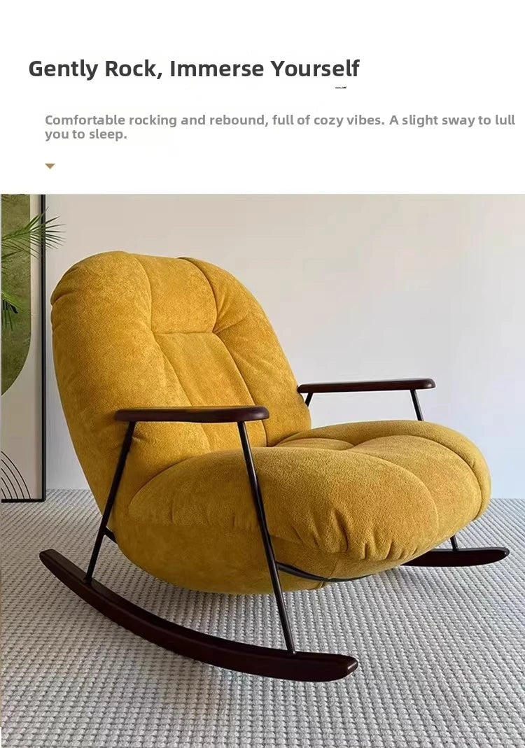 Rocking chair for living room and balcony single-seater sofa chair for small spaces fabric lazy sofa, reclining leisure chair