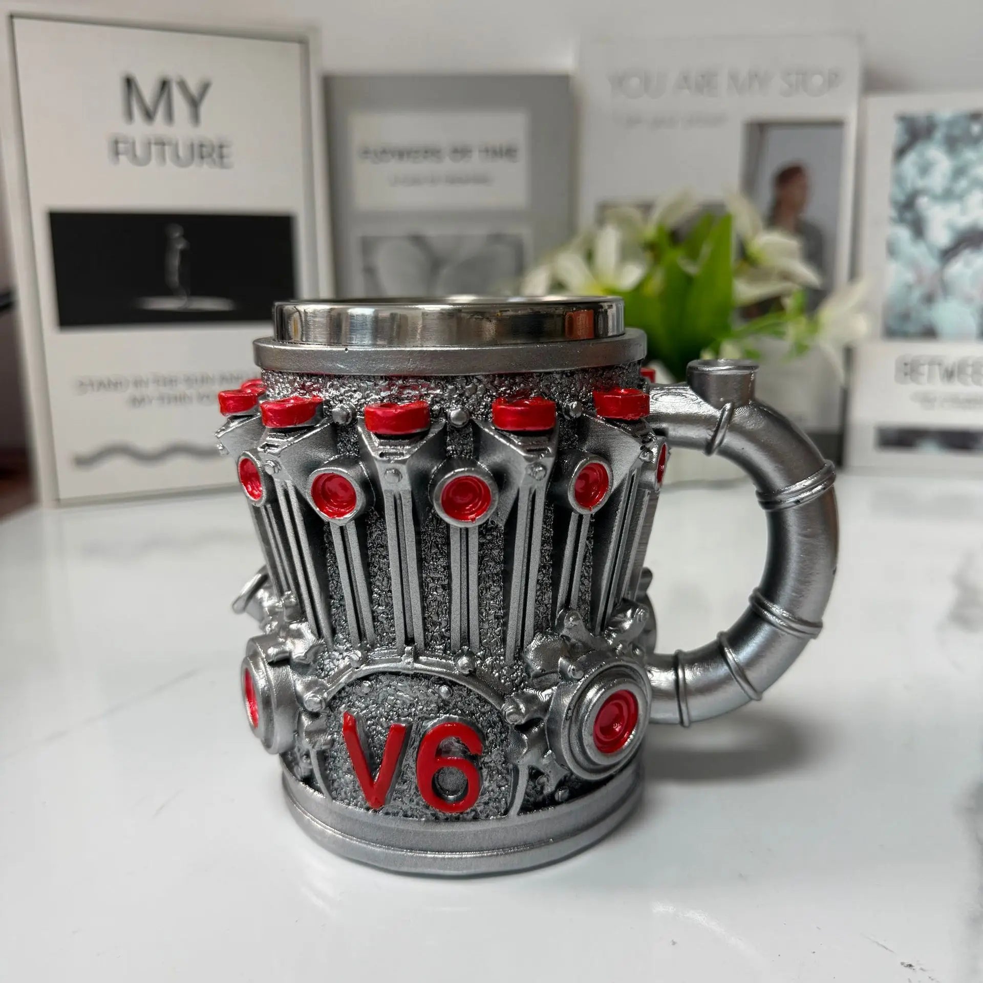 Mug Creative Resin Stainless Steel Water Cup Personalized Wine Glass Gift Decorative Ornament