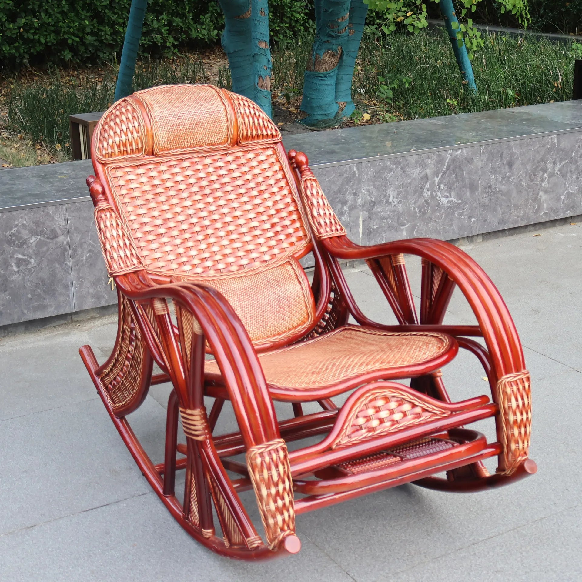 PYH pure natural true rocking chair adult rocking chair elderly rattan balcony household strong free rattan chair