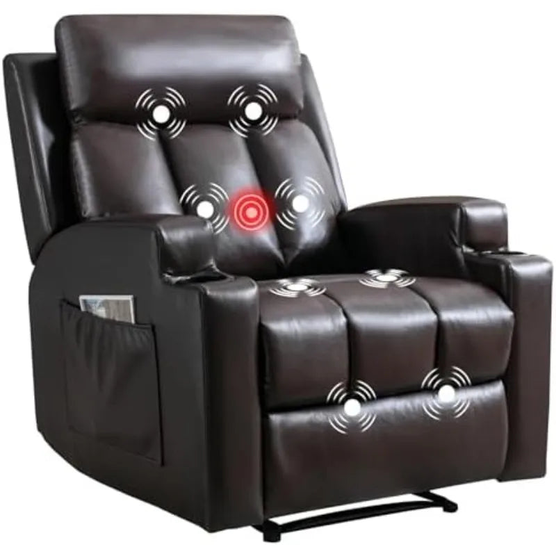 Manual Recliner Chair with Massage and Heat,Breathable Leather Recliner Chair with Armrest and Backrest, Manual